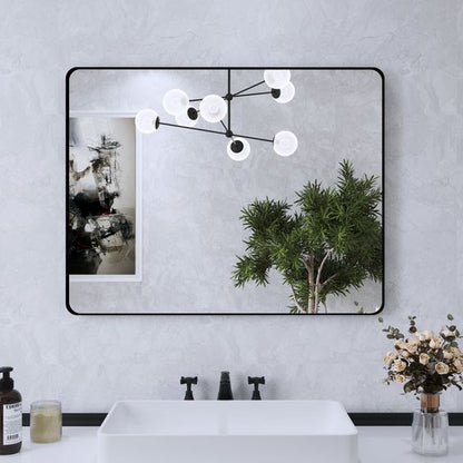 1200x800MM SERAPHINE BLACK ALUMINIUM FRAMED MIRROR DN