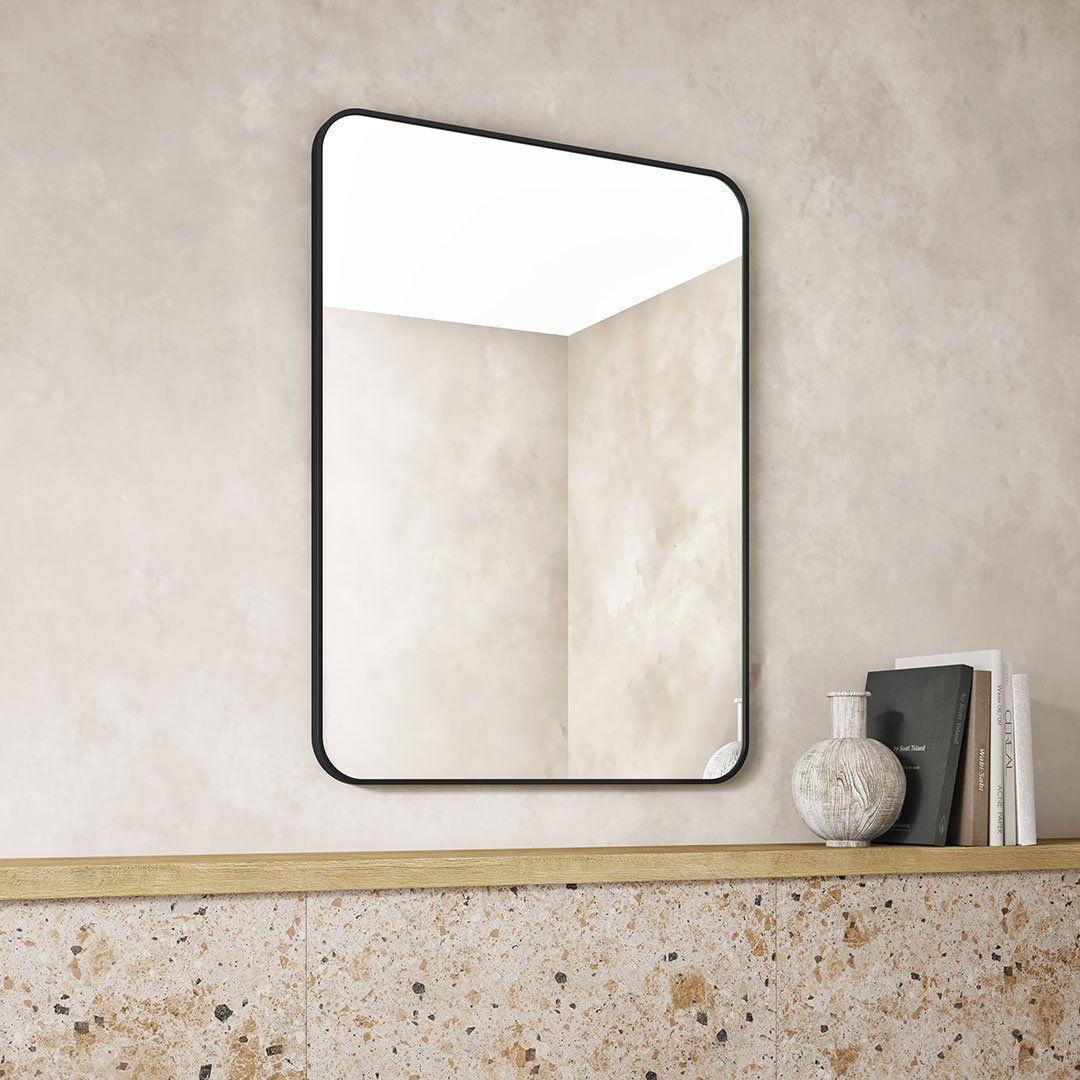 900x750MM SERAPHINE BLACK ALUMINIUM FRAMED MIRROR DN