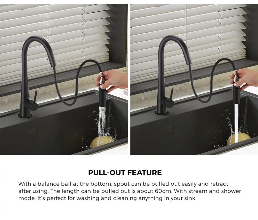 ROMA GOOSENECK PULLOUT KITCHEN SINK MIXER | 5 COLOURS