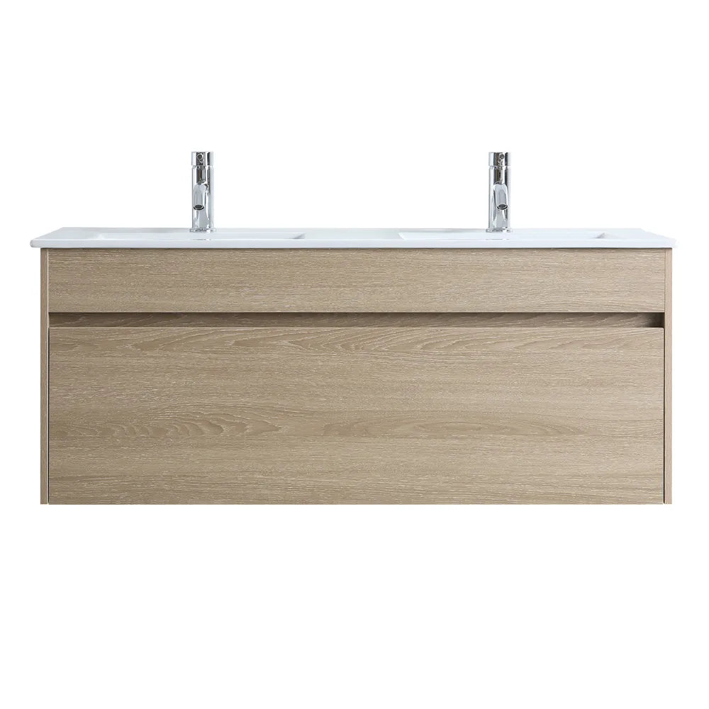 PLYWOOD WALL HUNG VANITY | 1200MM | DOUBLE BASIN | NATURAL OAK | DN