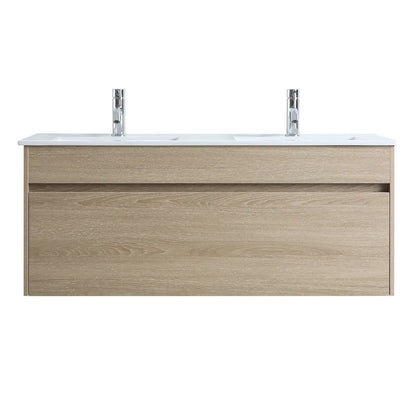 PLYWOOD WALL HUNG VANITY | 1200MM | DOUBLE BASIN | NATURAL OAK | DN