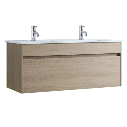 PLYWOOD WALL HUNG VANITY | 1200MM | DOUBLE BASIN | NATURAL OAK | DN