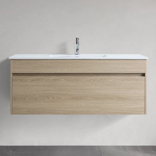 PLYWOOD WALL HUNG VANITY | 1200MM | SINGLE BASIN | NATURAL OAK | DN