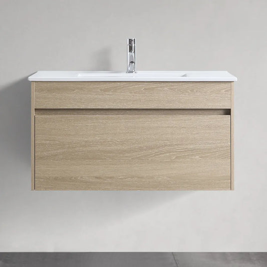 PLYWOOD WALL HUNG VANITY | 900MM | NATURAL OAK | DN