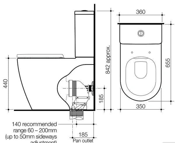 Caroma Urbane II Cleanflush® Wall Faced Close Coupled Toilet Suite (with GermGard®)