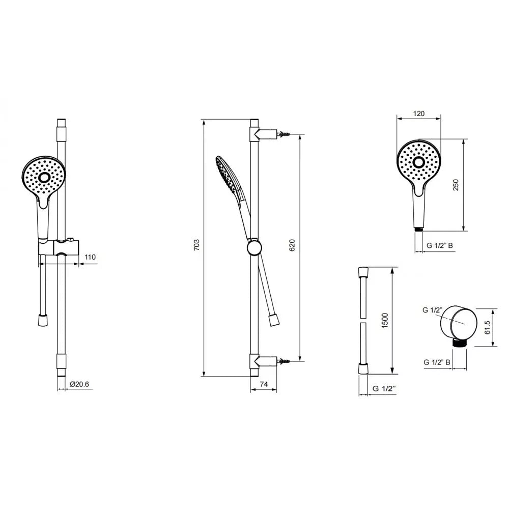 ENGLEFIELD STUDIO PIN SLIDE SHOWER 3 COLOURS AVAILABLE