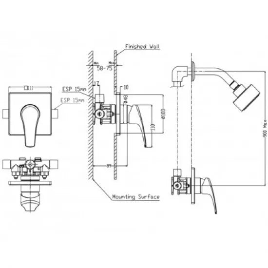 ELEMENTI VERONA SHOWER MIXER CHROME - ALL PRESSURE