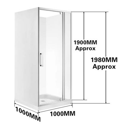 1000X1000X1000MM ALCOVE 3 SIDED SHOWER ENCLOSURE WITH SWING DOOR - CHROME