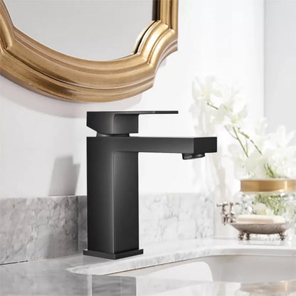 FUSION SQUARE BASIN MIXER - MATTE BLACK