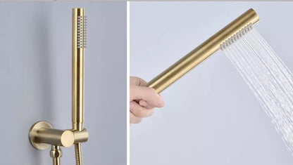 CHASE PREMIUM ROUND DUAL RAIN SHOWER COLUMN - BRUSHED BRASS