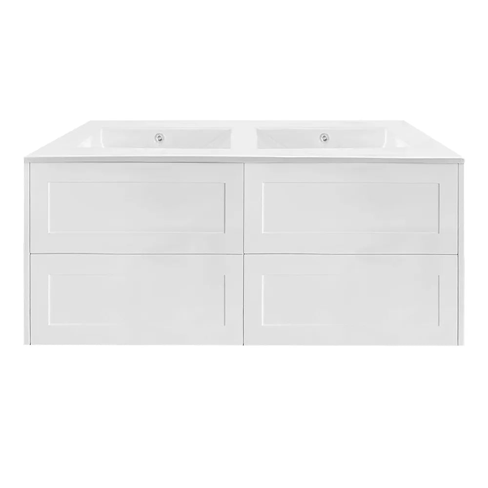 HAMPTON WALL HUNG VANITY | 1200MM | SHAKER STYLE | PLYWOOD | DOUBLE BASIN