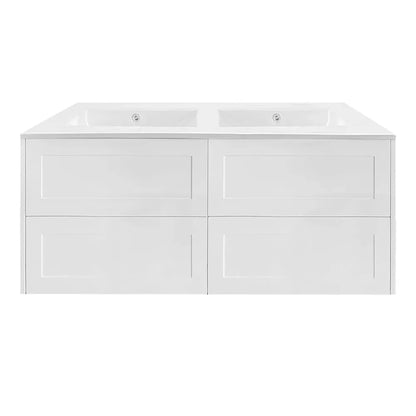 HAMPTON WALL HUNG VANITY | 1200MM | SHAKER STYLE | PLYWOOD | DOUBLE BASIN