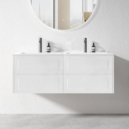 HAMPTON WALL HUNG VANITY | 1200MM | SHAKER STYLE | PLYWOOD | DOUBLE BASIN