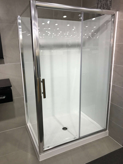 1100X750MM CHROME SLIDING DOOR SHOWER KIT - 2 SIDED