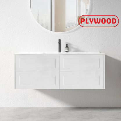 HAMPTON WALL HUNG VANITY | 1200MM | SHAKER STYLE | PLYWOOD | BASE CABINET ONLY