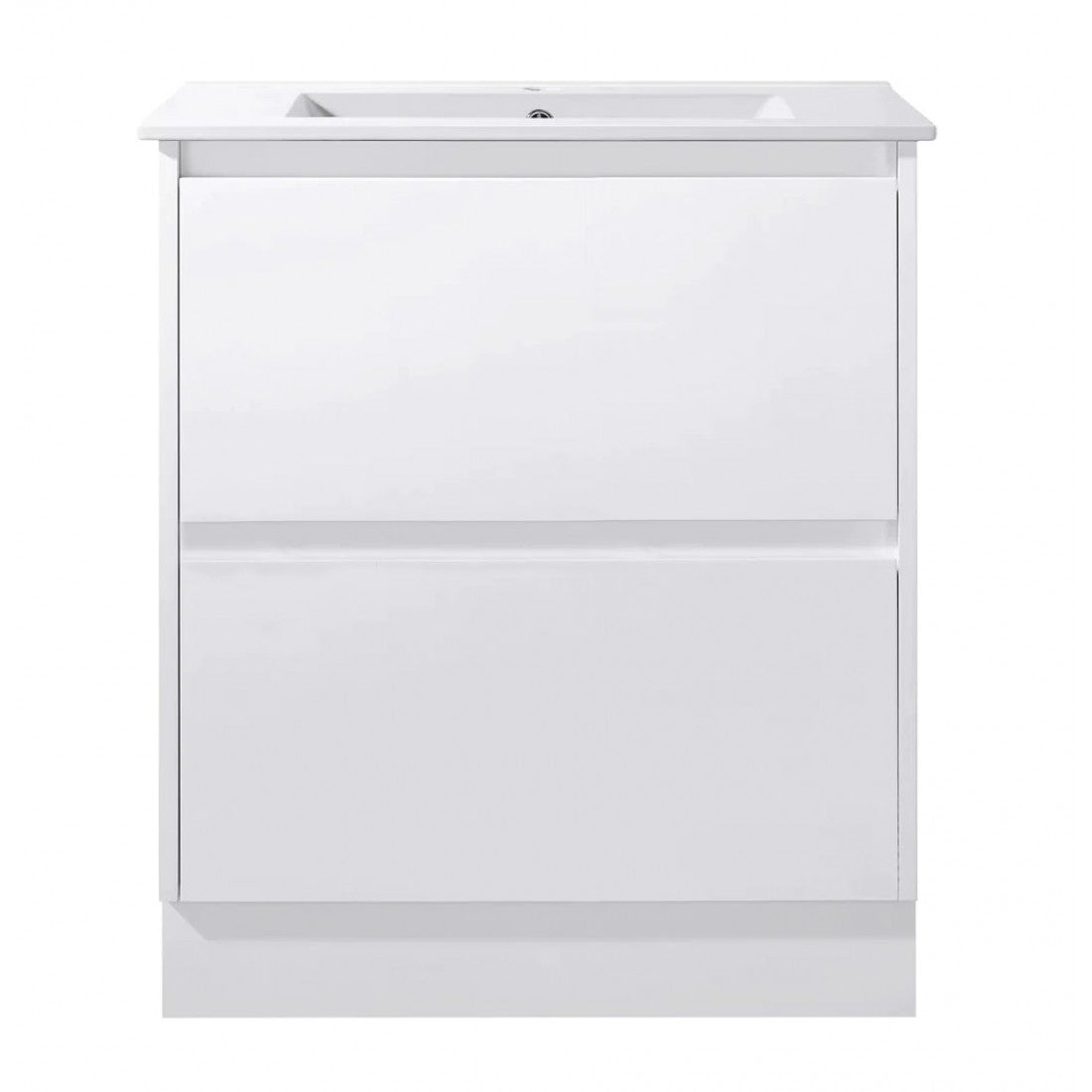 750MM POLO GLOSS WHITE PLYWOOD FREESTANDING VANITY WITH CERAMIC TOP