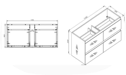 NELSON WALL HUNG VANITY | 1200MM | BLACK & LIGHT OAK | PLYWOOD| SINGLE BASIN