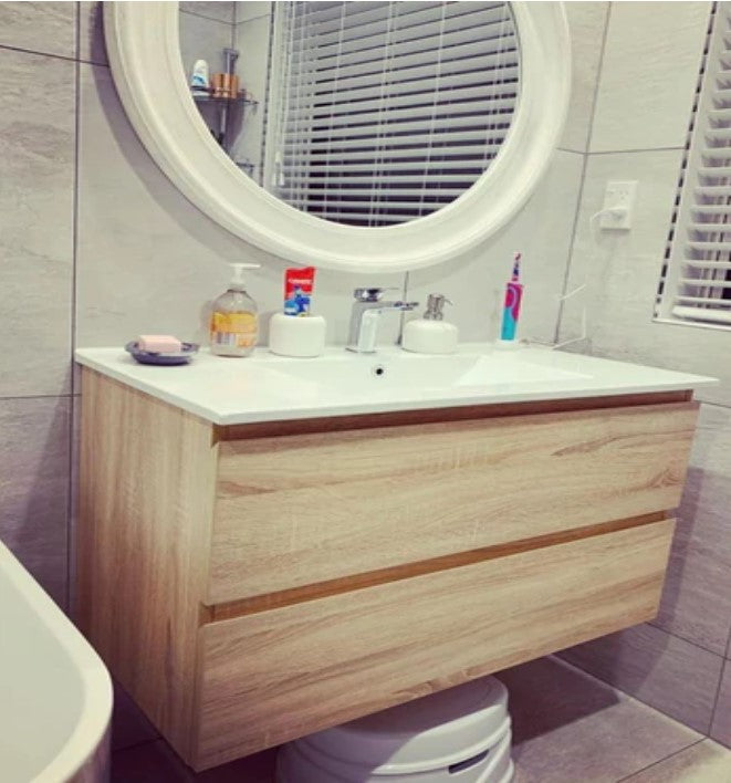 NELSON WALL HUNG VANITY | 900MM | LIGHT OAK | PLYWOOD