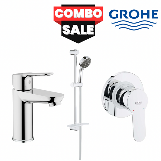 GROHE 3 PIECE COMBO SET SHOWER SLIDE | SHOWER MIXER | BASIN MIXER