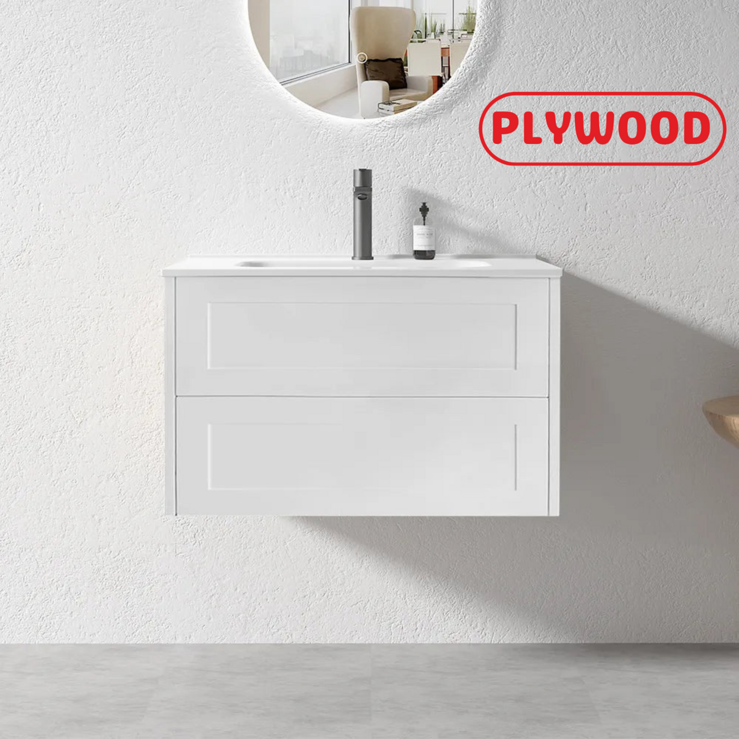 HAMPTON WALL HUNG VANITY | 750MM | SHAKER STYLE | PLYWOOD