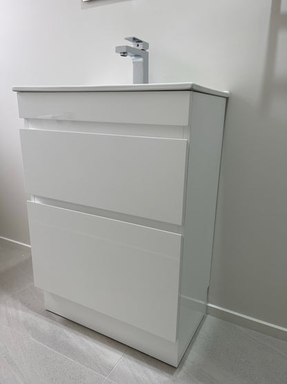 VALENTINA SLIM FLOOR STANDING VANITY | WHITE GLOSS | 900MM | PLYWOOD