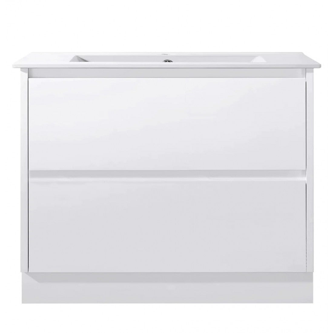 1000MM POLO GLOSS WHITE PLYWOOD FREESTANDING VANITY WITH CERAMIC TOP