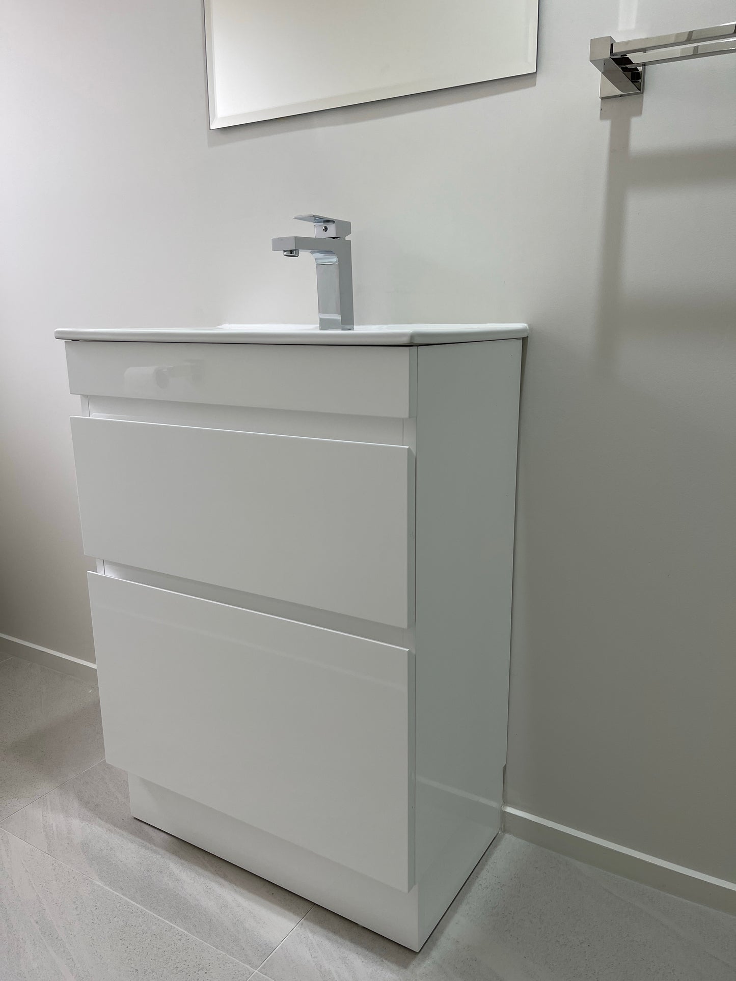 VALENTINA SLIM FLOOR STANDING VANITY | WHITE GLOSS | 900MM | PLYWOOD