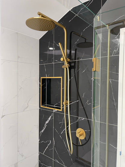 CHASE PREMIUM ROUND DUAL RAIN SHOWER COLUMN - BRUSHED BRASS