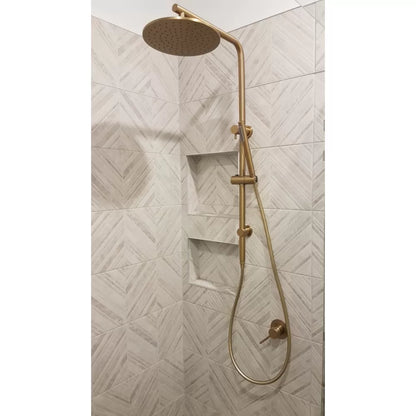 CHASE PREMIUM ROUND DUAL RAIN SHOWER COLUMN - BRUSHED BRASS