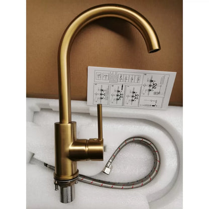 OPAL CLASSIC ROUND GOOSENECK KITCHEN SINK TAP - BRUSHED BRASS