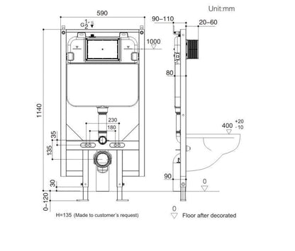 COSIMA-E RIMLESS WALL HUNG TOILET WITH FULL FRAME INWALL CISTERN