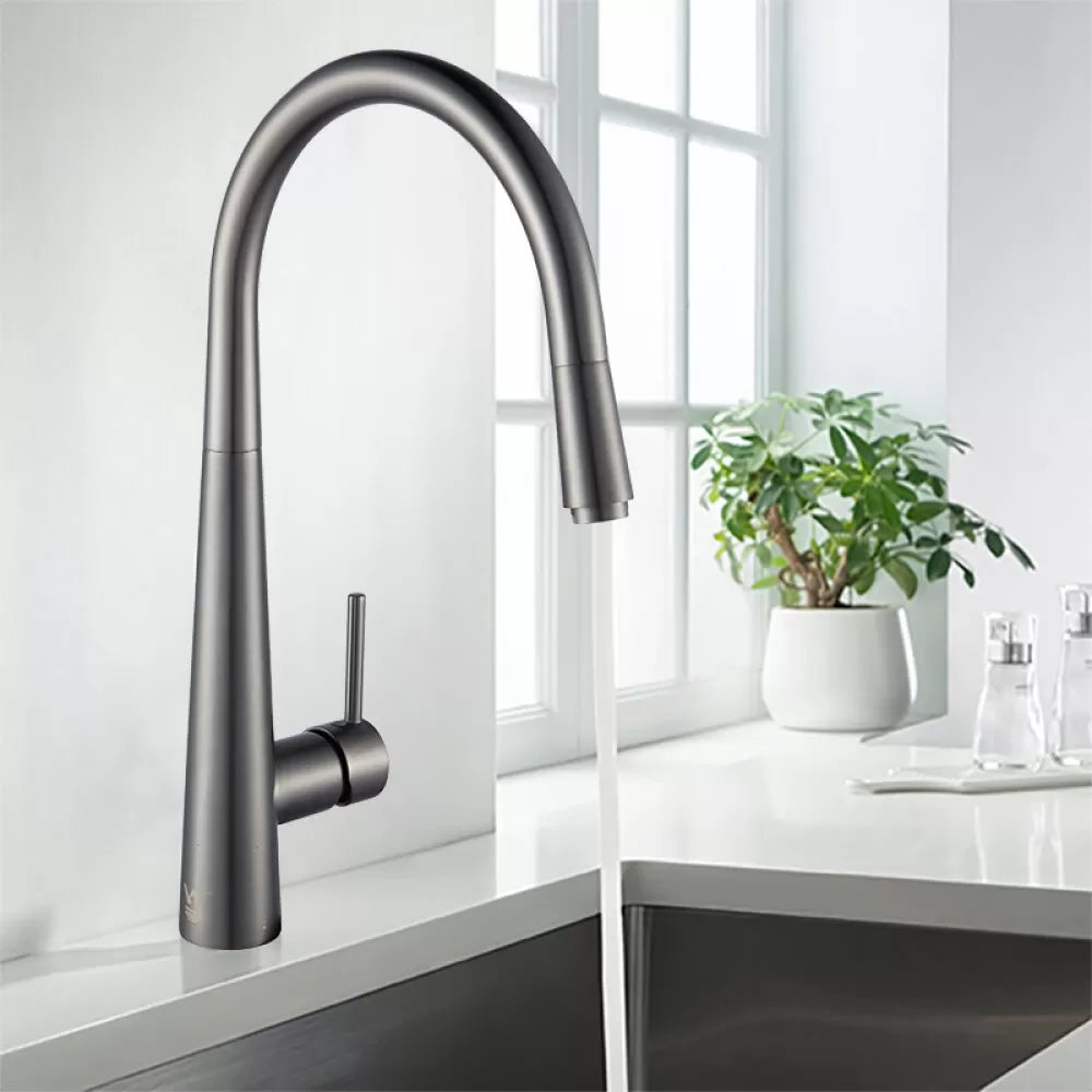 CHASE ROUND PULLOUT KITCHEN SINK MIXER - GUNMETAL GREY