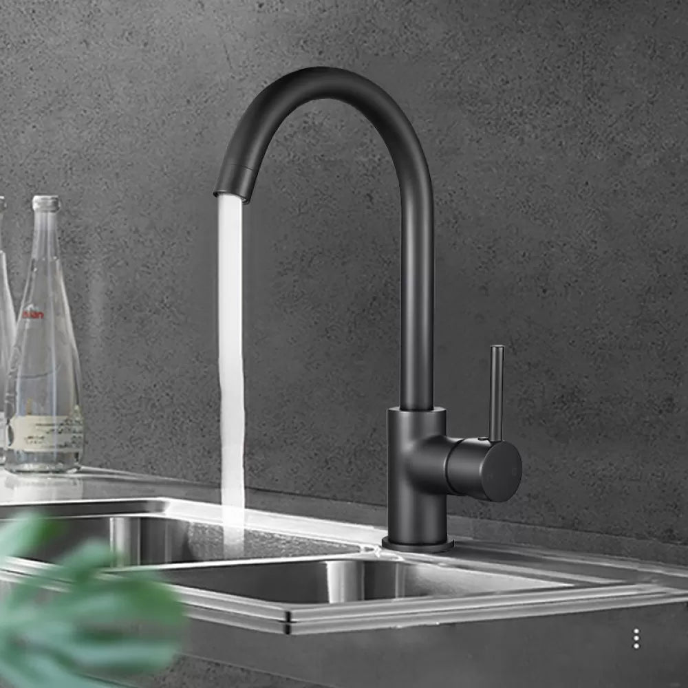 OPAL CLASSIC ROUND GOOSENECK KITCHEN SINK TAP - MATTE BLACK