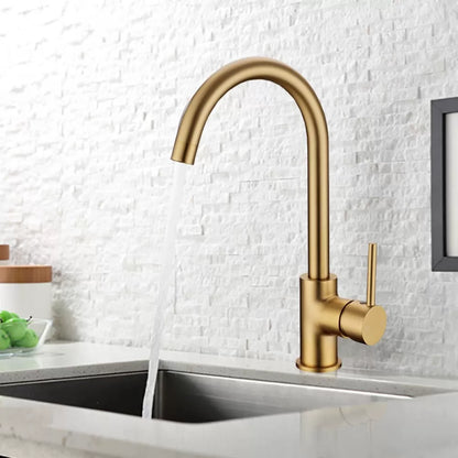 OPAL CLASSIC ROUND GOOSENECK KITCHEN SINK TAP - BRUSHED BRASS