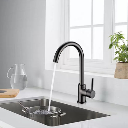 OPAL CLASSIC ROUND GOOSENECK KITCHEN SINK TAP - GUNMETAL GREY