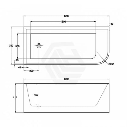 1700MM LEFT CORNER BACK TO WALL FREESTANDING BATH