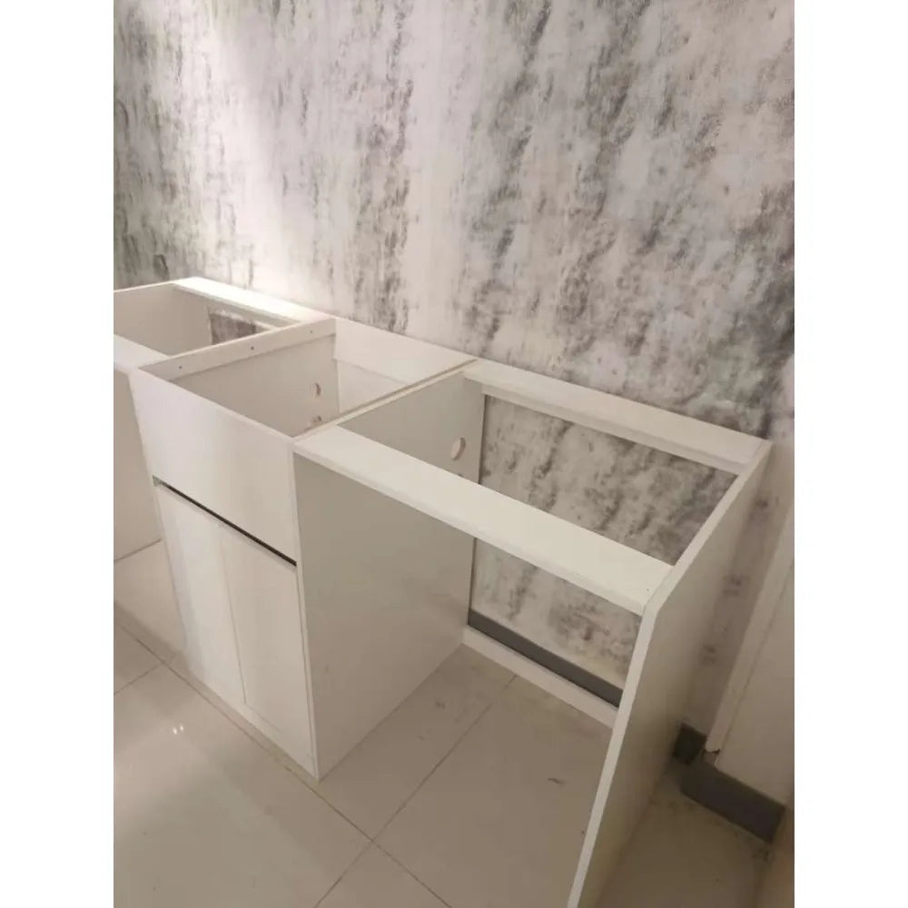 1800MM WHITE PLYWOOD LAUNDRY STATION | STONE BENCHTOP | STAINLESS STEEL SINK