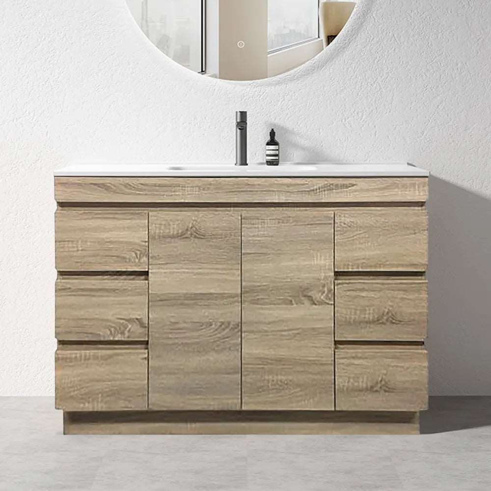 1200MM MADRID PLYWOOD LIGHT OAK FREESTANDING VANITY