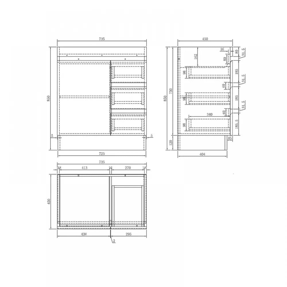 750MM MADRID DARK OAK  PLYWOOD FLOORSTANDING VANITY