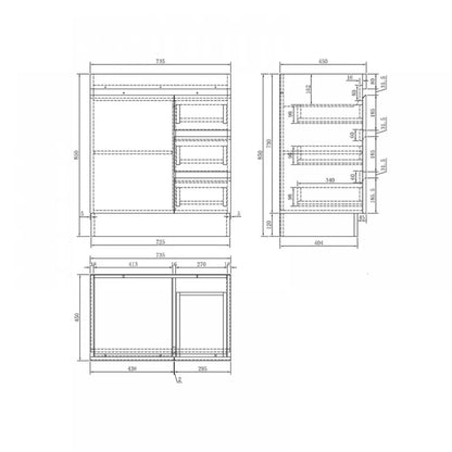 750MM MADRID DARK OAK  PLYWOOD FLOORSTANDING VANITY