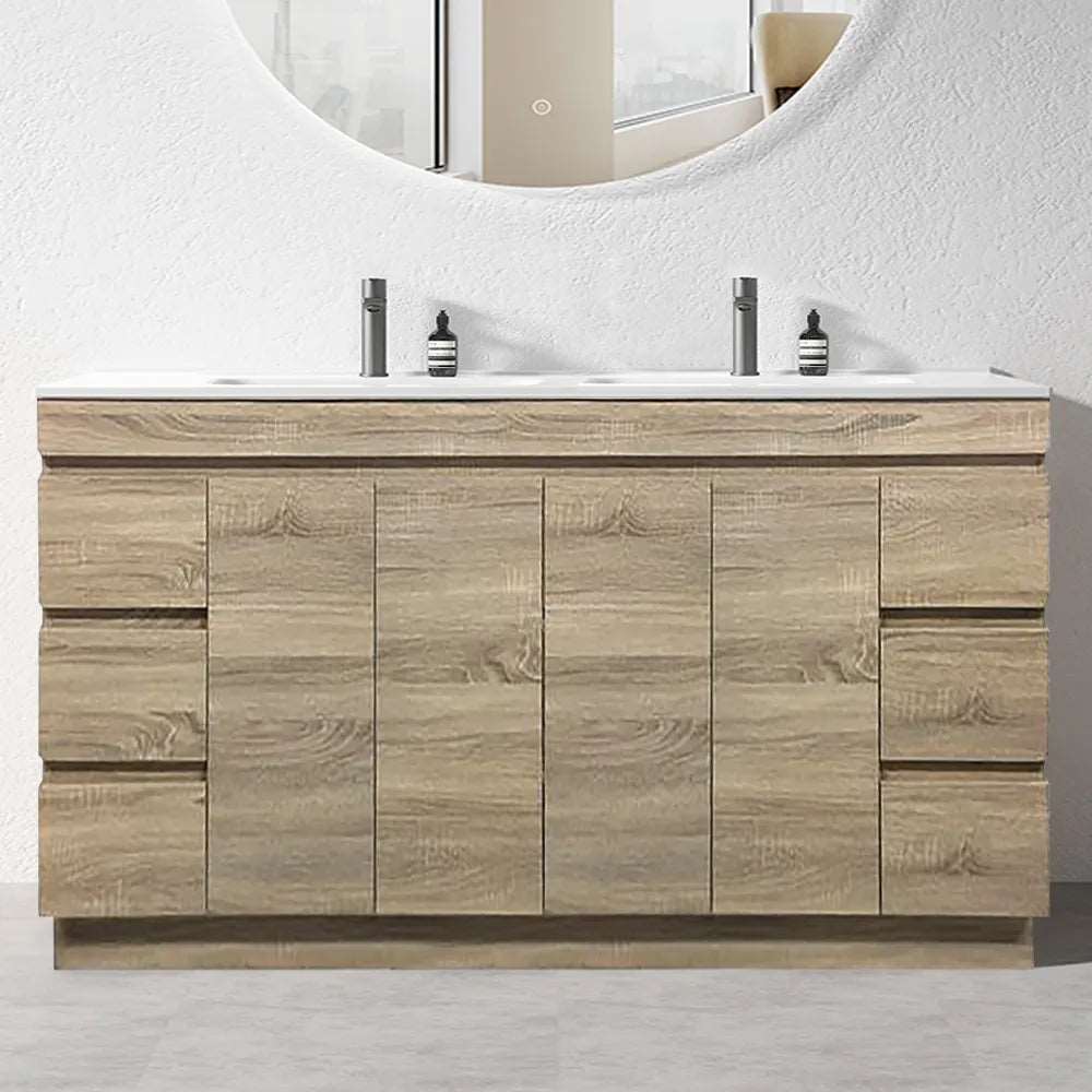 1800MM MADRID PLYWOOD LIGHT OAK FREESTANDING VANITY