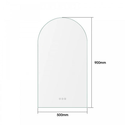 900x500MM ARCH BACKLIT LED MIRROR WITH BLUETOOTH SPEAKER | DEFOGGER | 3 COLOURS LIGHTS