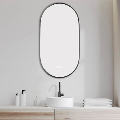 900x500MM METAL FRAME OVAL BACKLIT LED MIRROR WITH MOTION SENSOR | DEFOGGER | 3 COLOURS LIGHTS