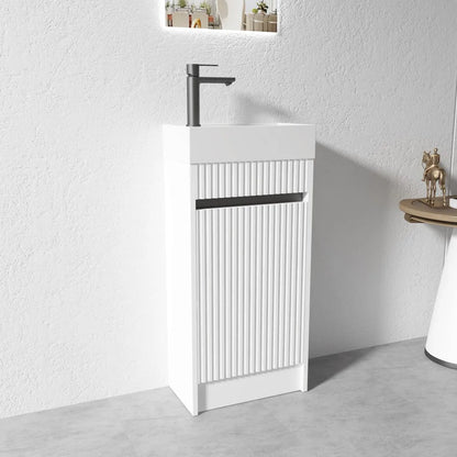 400MM FLUTED WHITE PLYWOOD FLOORSTANDING VANITY