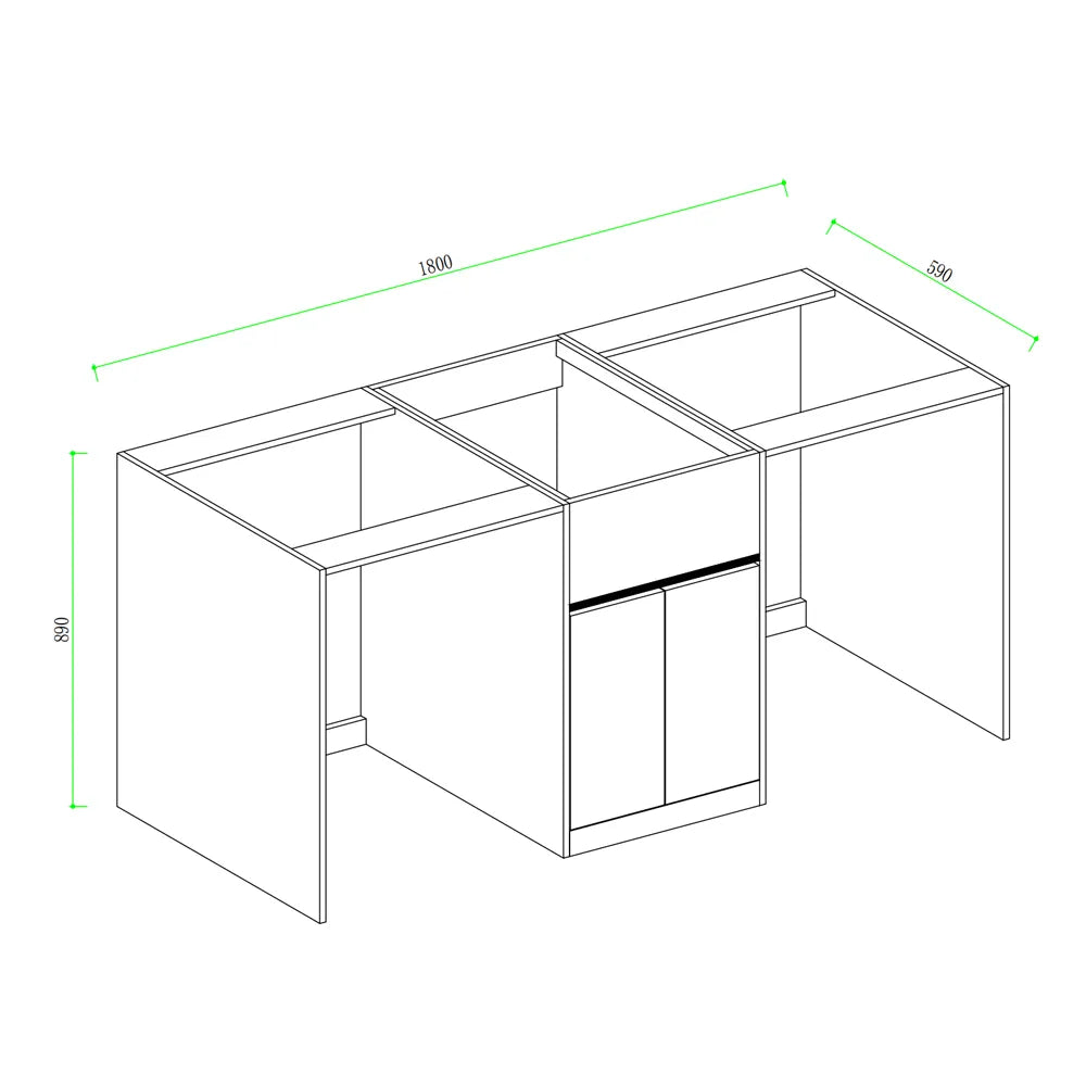 1800MM WHITE PLYWOOD LAUNDRY STATION | STONE BENCHTOP | STAINLESS STEEL SINK