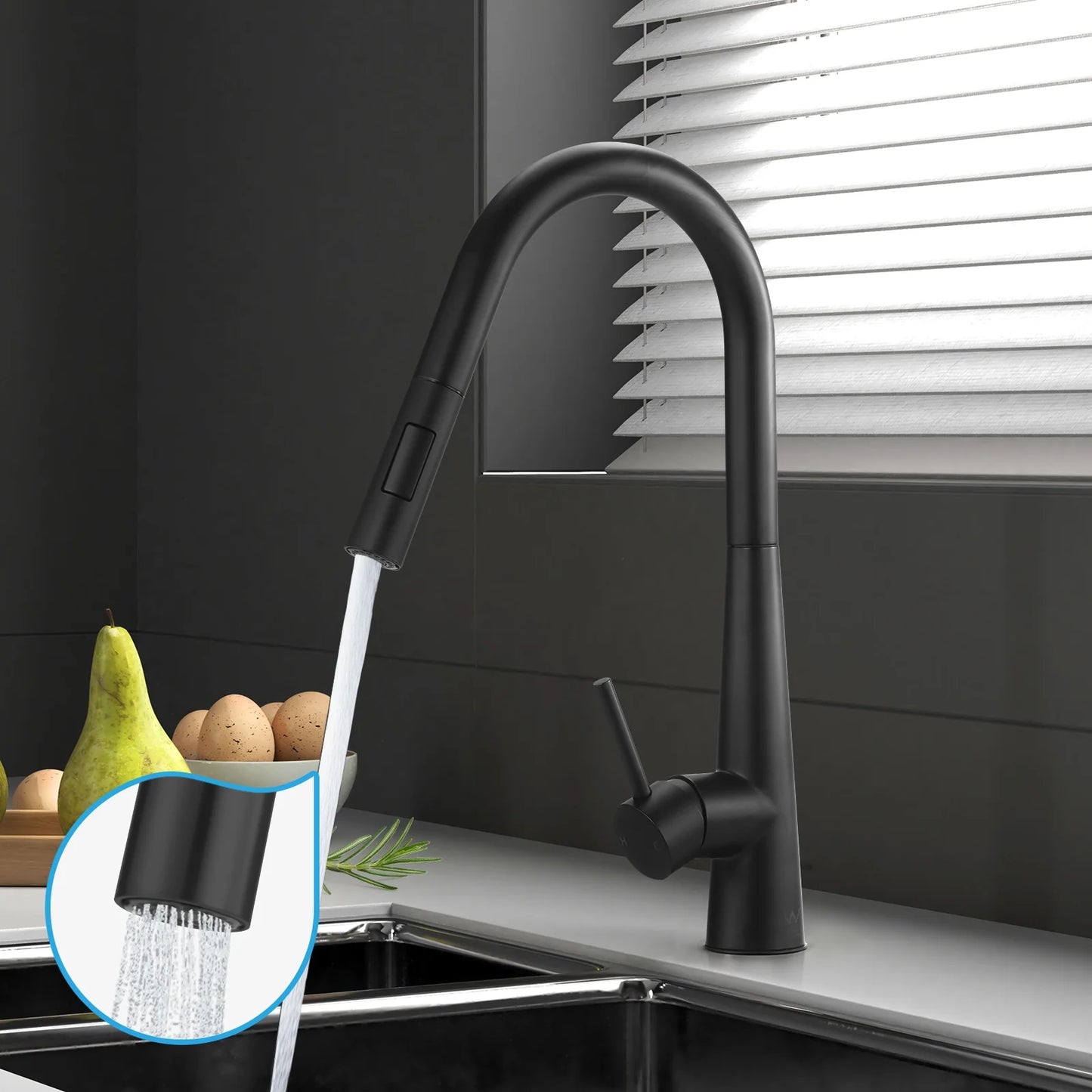 ROMA GOOSENECK PULLOUT KITCHEN SINK MIXER | 5 COLOURS