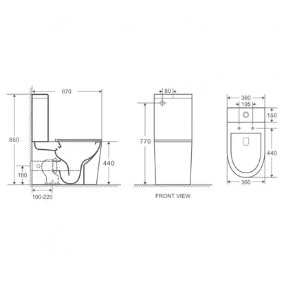 OPAL TORNADO COMFORT HEIGHT TOILET SUITE  670x360x850MM