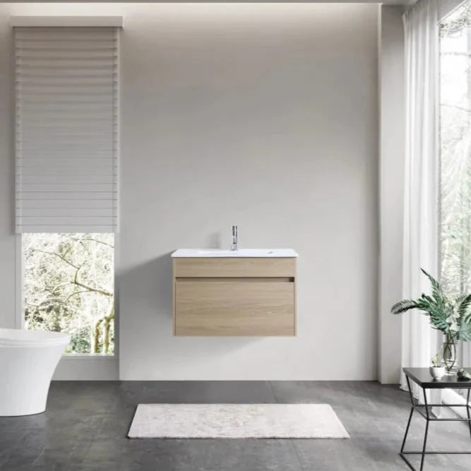 PLYWOOD WALL HUNG VANITY | 750MM | NATURAL OAK | DN