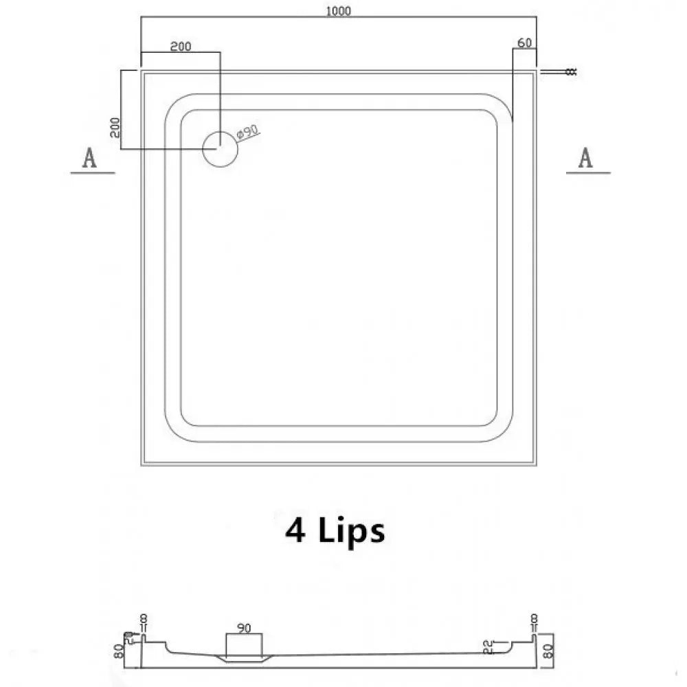 1000X1000MM SQUARE CHROME SHOWER ENCLOSURE KIT