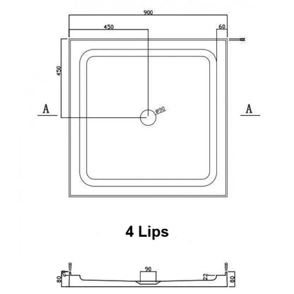 900X900MM SQUARE SHOWER ENCLOSURE KIT - CHROME